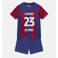 Barcelona Jules Kounde #23 Hemmadräkt Barn 2023-24 Kortärmad (+ Korta byxor)